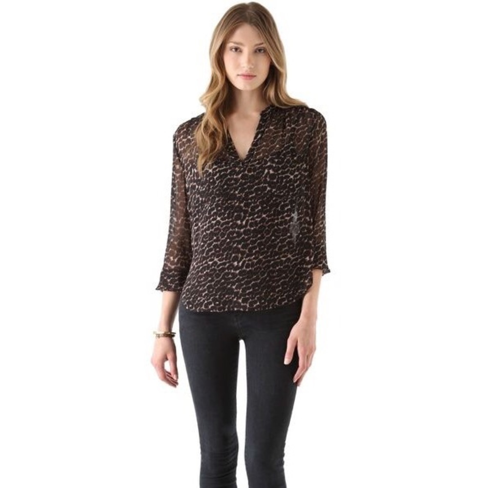 Joie Silk Chiffon Leopard Blouse